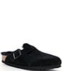 Color:Black - Image 1 - Women's Boston Suede Shearling-Lined Clogs