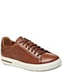 Color:Cognac - Image 1 - Men's Bend Leather Lace-Up Sneakers