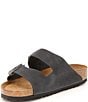 Color:Black - Image 4 - Men's Arizona Oiled Leather Soft Footbed Slip-On Sandals