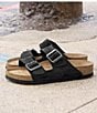 Color:Black - Image 5 - Men's Arizona Oiled Leather Soft Footbed Slip-On Sandals