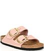 Color:Soft Pink - Image 1 - Women's Arizona Suede Nubuck Big Buckle Detail Slide Sandals