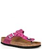 Color:Festival Fuchsia - Image 1 - Women's Gizeh Braided Oiled Leather Thong Sandals