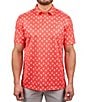 Color:Coral - Image 1 - Birdie Printed Short Sleeve Polo Shirt