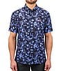Color:Blue Camouflage - Image 1 - Camouflage Mixed Media Short Sleeve Printed Polo Shirt