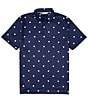 Color:Navy - Image 1 - Cloverfield Print Short Sleeve Polo Shirt