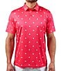 Color:Paradise Pink - Image 1 - Cloverfield Print Short Sleeve Polo Shirt
