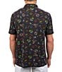 Color:Black - Image 2 - Good Vibes Short Sleeve Printed Polo Shirt