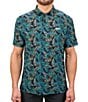Color:Black/Green - Image 1 - Island Dream Printed Short Sleeve Polo Shirt