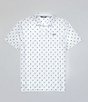 Color:White - Image 1 - Black Clover Knit Short Sleeve BC Clover Polo Shirt