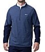Color:Navy - Image 1 - Long Sleeve Two Face Quarter-Zip Pullover