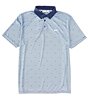 Color:Navy - Image 1 - Short Sleeve Clover Stripe Polo Shirt
