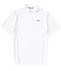 Color:White - Image 1 - Short-Sleeve Illusion Stretch Knit Polo Shirt