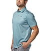 Color:Jade - Image 3 - Short-Sleeve Illusion Stretch Knit Polo Shirt