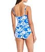 Color:Big Sur Bleu - Image 2 - A Place In The Sun Printed Sweetheart Neck Shirred Bandeau One Piece Swimsuit