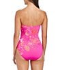 Bleu Rod Beattie Desert Bloom Strapless Sweetheart Shirred Bandeau One Piece Swimsuit, Color:Dahlia Multi - Image 2