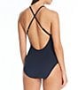 Color:Black - Image 2 - Don't Mesh With Me Solid X-Back V-Neck Mio One Piece Swimsuit