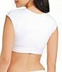 Color:White - Image 2 - Eyes Wide Open Eyelet Tie Front Cap Sleeve Cropped Swim Top