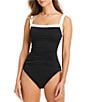Bleu Rod Beattie I'M With The Band Solid Square Neck Underwire Tank One Piece Swimsuit - Image 1