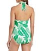 Bleu Rod Beattie Island Time Floral Lattice Front Plunge Halter One Piece Swimsuit, Color:Island Green - Image 2