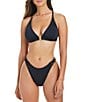 Bleu Rod Beattie La Cote D'Azur Solid V-Neck Macrame Front Open Bra Swim Top, Color:Black - Image 3