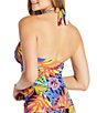 Color:Multi - Image 2 - Night Safari Floral Print V-Neck Halter Tankini Swim Top