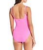 Color:Castro Pink - Image 2 - Pucker Up Square Neck Floating Underwire Tank One Piece Swimsuit