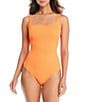 Color:Orange Crush - Image 1 - Pucker Up Square Neck Floating Underwire Tank One Piece Swimsuit