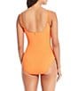 Color:Orange Crush - Image 2 - Pucker Up Square Neck Floating Underwire Tank One Piece Swimsuit