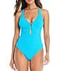 Color:Coldwater - Image 1 - Pucker Up X-Back One Piece Swimsuit