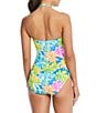 Color:Multi - Image 2 - Spring It On Printed Sweetheart Neck Front Twist Shirred One Piece Swimsuit