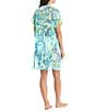 Color:Multi - Image 2 - What's New Jungle Cat Printed Chiffon V-Neck Short Sleeve Dress Swim Cover-Up