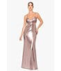 Color:Champagne - Image 6 - Drape Neck Long Metallic Gown