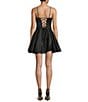 Blondie Nites Front Corset Bodice Mesh Insert Tie Back Party Dress, Color:Black - Image 2