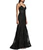 Blondie Nites Glitter Dot Print V-Neck Double Spaghetti Strap Corset Tie Back Dress, Color:Black - Image 3