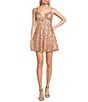 Color:Copper - Image 1 - Glitter Illusion Lace Corset Lace-Up Back Fit-And-Flare Dress