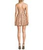 Color:Copper - Image 2 - Glitter Illusion Lace Corset Lace-Up Back Fit-And-Flare Dress