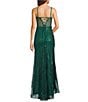 Blondie Nites Glitter Patterned Drape Neck Illusion Corset Long Dress - Image 2
