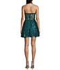 Blondie Nites Glitter Patterned Halter V-Neck Illusion Corset A-Line Dress - Image 2