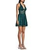 Blondie Nites Glitter Patterned Halter V-Neck Illusion Corset A-Line Dress - Image 3