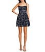 Blondie Nites Glitter Patterned Illusion Bodice Lace Up Tie Back Party Dress - Image 1