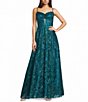 Blondie Nites Glitter Patterned Pinch Front Illusion Sleeveless Tie Back Corseted Dress - Image 1
