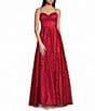 Blondie Nites Glitter Patterned Pinch Front Lace Up Back Long Dress - Image 1