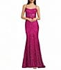 Blondie Nites Glitter Patterned Scoop Neck Illusion Corseted Dress - Image 1