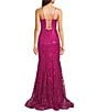 Blondie Nites Glitter Patterned Scoop Neck Illusion Corseted Dress - Image 2