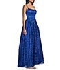 Blondie Nites Glitter Patterned Scoop Neck Open Tie Back Ballgown - Image 3