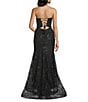Blondie Nites Glitter Patterned Strapless Cutout Lace Up Tie Back Dress - Image 2