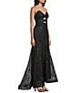 Blondie Nites Glitter Patterned Strapless Cutout Lace Up Tie Back Dress - Image 3