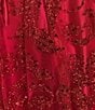 Blondie Nites Glitter Sequin Accent Notch Front Lace Up Back Ball Gown, Color:Red - Image 4