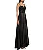 Color:Black - Image 3 - Illusion Lace Mesh Bodice Lace-Up Back Long Dress