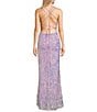 Color:Lavender - Image 2 - Long Placement Sequin Corset Gown
